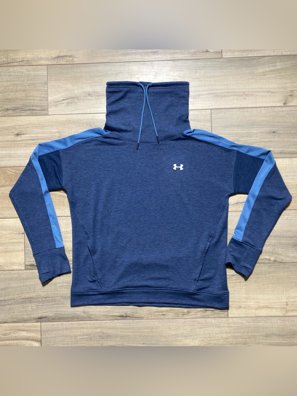 Under Armour Women's Featherweight Fleece‎ Funnel Neck Sweatshirt Size L Blue